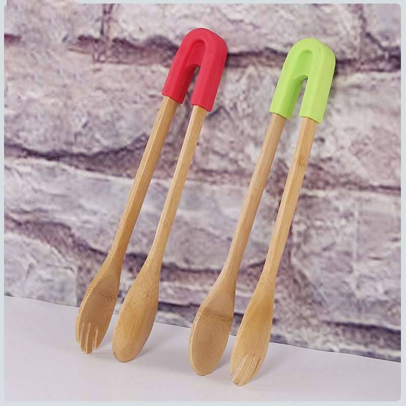 Bamboo Food Toaster Tongs Salad Cake Snack Clip Grip Silicone Handle B100% brand new &amp; high quality!Practical kitchen tongs, applicable for serving bread, toast, dessert, salad, fruit, etc.Specifications:Material: Bamboo +SiliconeCTheWellBeing1Bamboo Food Toaster Tongs Salad Cake Snack Clip Grip Silicone Handle Bake Bread BBQ Tongs ClampCulinaryWellBeing