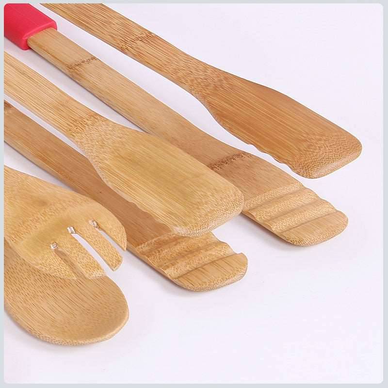 Bamboo Food Toaster Tongs Salad Cake Snack Clip Grip Silicone Handle Bake Bread BBQ Tongs Clamp - Culinarywellbeing