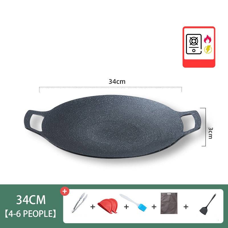 Grill Pan Korean Round Non-Stick Barbecue Plate Frying Pan - Culinarywellbeing