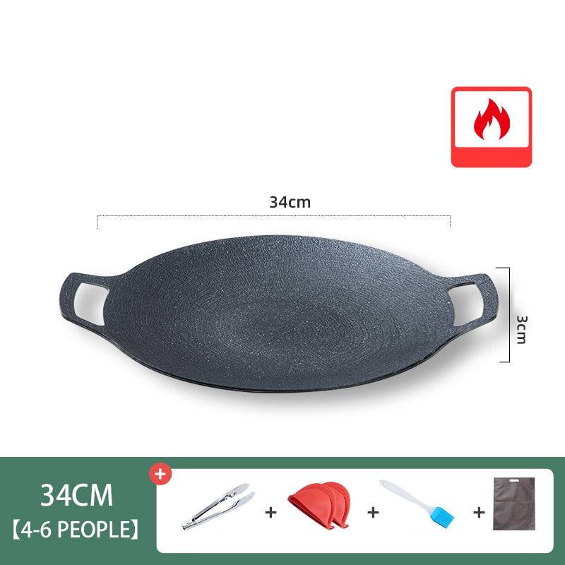 Grill Pan Korean Round Non-Stick Barbecue Plate Frying Pan - Culinarywellbeing