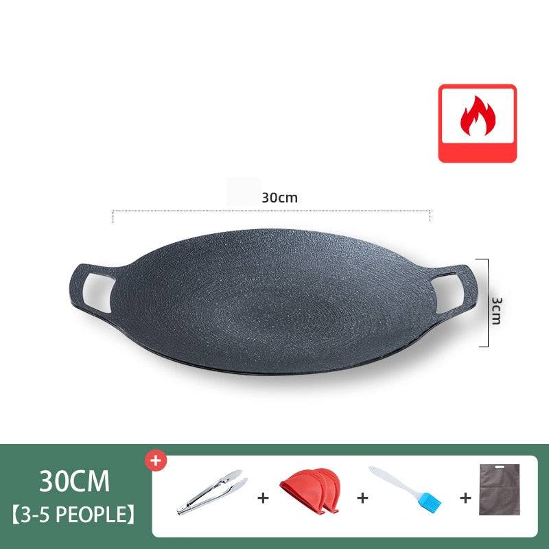Grill Pan Korean Round Non-Stick Barbecue Plate Frying Pan - Culinarywellbeing
