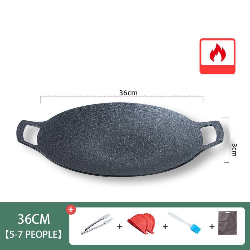 Grill Pan Korean Round Non-Stick Barbecue Plate Frying Pan - Culinarywellbeing