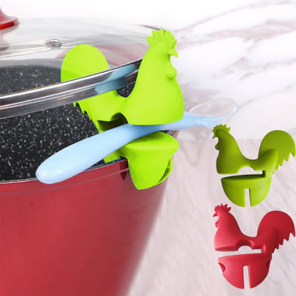 Portable Pot Clips Kitchen Cartoon Silicone Plastic Pot Side Clip AntiMaterial: Silicone
	Color: Red/Green

Features:


	Creative Pot Clip - Newest cute bird shape, will hold most size kitchen tools and keep your countertop clean. An aTheWellBeing1Portable Pot Clips Kitchen Cartoon Silicone Plastic Pot Side Clip Anti-scalding Spoon Holder Support Rack Kitchen Cooking ToolsCulinaryWellBeing