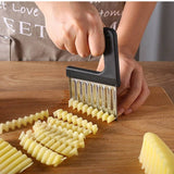 Stainless Steel Potato Chip Slicer Dough Vegetable Fruit Crinkle Wavy Kitchen Knife Cutter Chopper French Fry Maker Tools Gadget - Culinarywellbeing