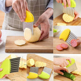 Stainless Steel Potato Chip Slicer Dough Vegetable Fruit Crinkle Wavy Kitchen Knife Cutter Chopper French Fry Maker Tools Gadget - Culinarywellbeing