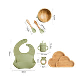 Silicone Baby Feeding Set Baby Feeding Supplies Kids Bamboo Dinnerware With Cup Children's Dishes Bowl Stuff Tableware Gift Set - Culinarywellbeing