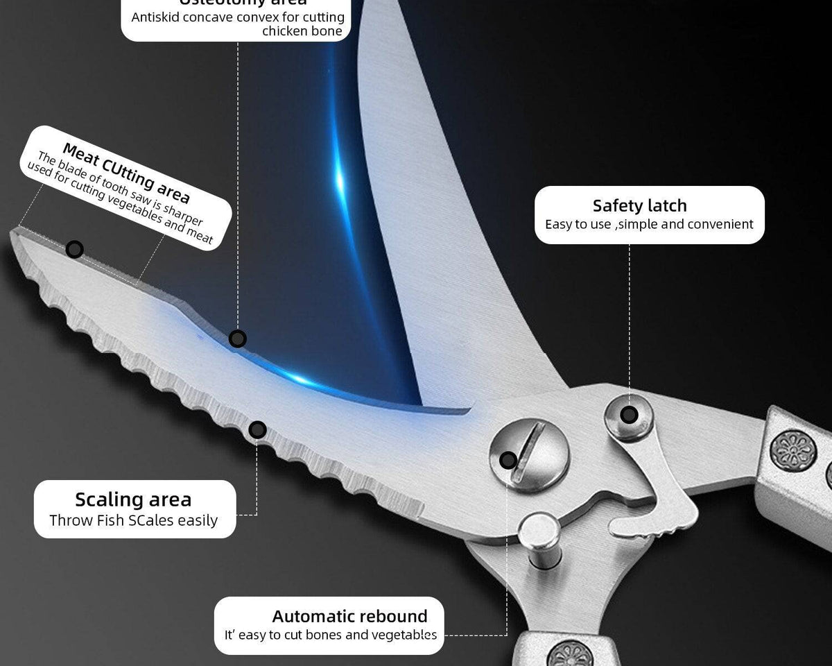 Scissors Chicken Bone Kitchen Shears,Duck Fish Cutter 4Cr Stainless StAbout this item


Two pattern lock designs can support your heavy-duty scissors under different conditions. In the locked mode, safety is maximized to prevent accideTheWellBeing1Scissors Chicken Bone Kitchen Shears,Duck Fish Cutter 4Cr Stainless Steel Fish Scissors Scale Clean Cook Scissors KnifeCulinaryWellBeing