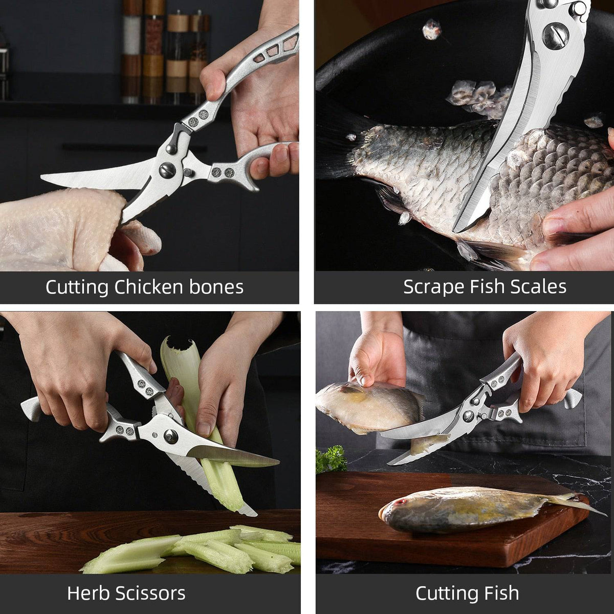 Scissors Chicken Bone Kitchen Shears,Duck Fish Cutter 4Cr Stainless Steel Fish Scissors Scale Clean Cook Scissors Knife - Culinarywellbeing