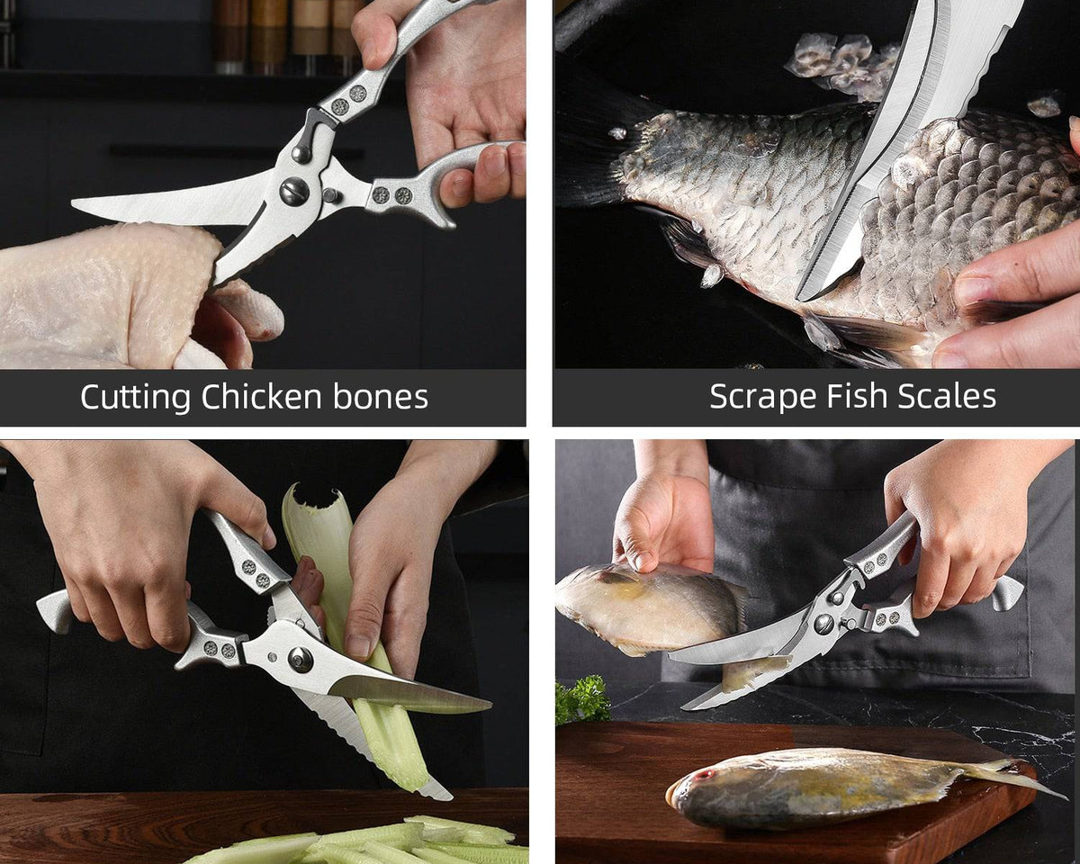 Scissors Chicken Bone Kitchen Shears,Duck Fish Cutter 4Cr Stainless StAbout this item


Two pattern lock designs can support your heavy-duty scissors under different conditions. In the locked mode, safety is maximized to prevent accideTheWellBeing1Scissors Chicken Bone Kitchen Shears,Duck Fish Cutter 4Cr Stainless Steel Fish Scissors Scale Clean Cook Scissors KnifeCulinaryWellBeing