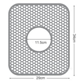 Silicone sink protector mat for stainless steel sinks, 34x29cm, honeycomb design.
