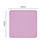 Silicone sink protector mat, heat-resistant, 30.5cm x 30.5cm, honeycomb pattern.