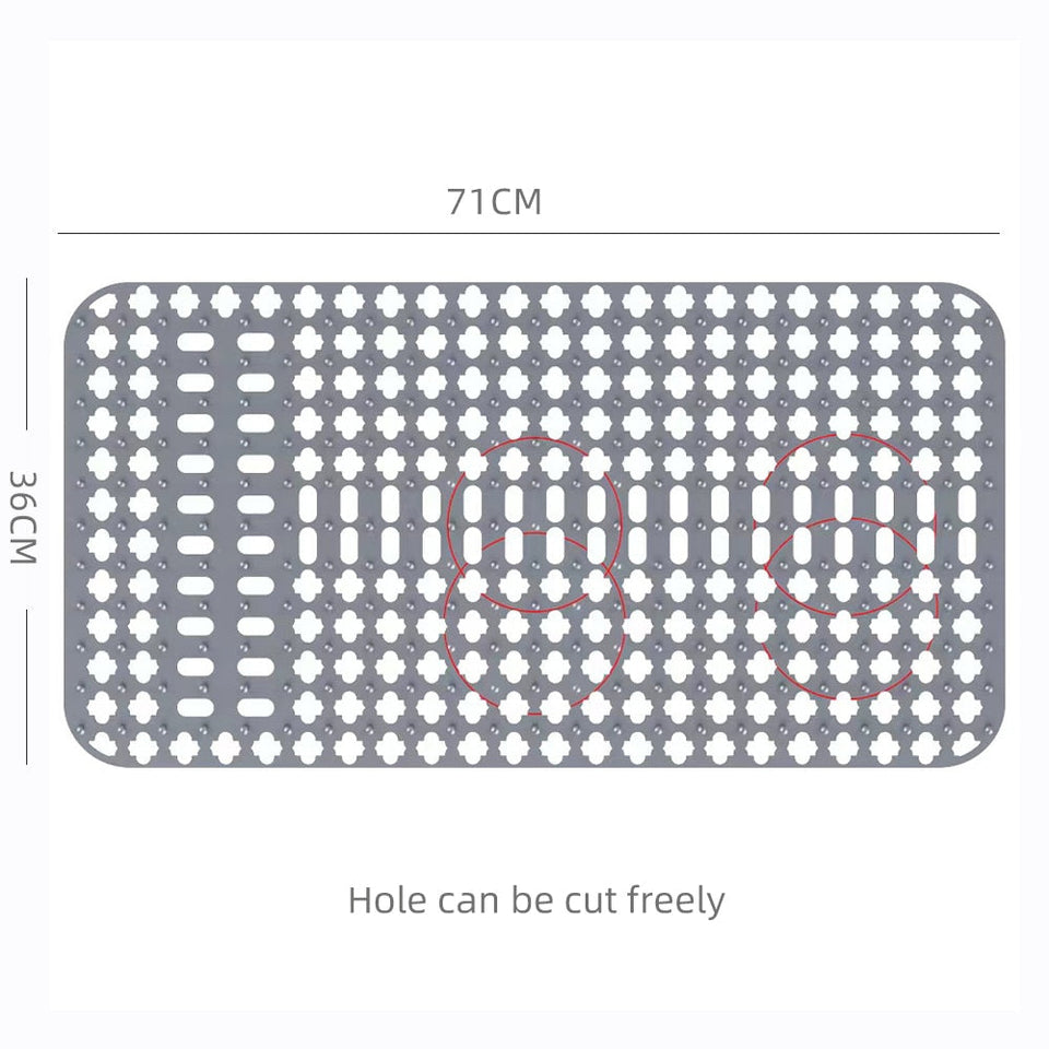 Silicone kitchen sink protector mat, heat-resistant, suitable for stainless steel sinks, 34x29cm.