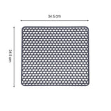 Silicone sink protector mat, 34.5x34.5cm, heat-resistant, honeycomb pattern.