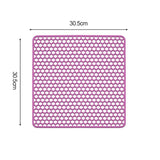 Silicone sink protector mat, 30.5cm x 30.5cm, purple, heat-resistant and durable.