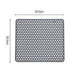 Silicone sink protector mat with 30.5cm square dimensions, designed for kitchen sink protection.