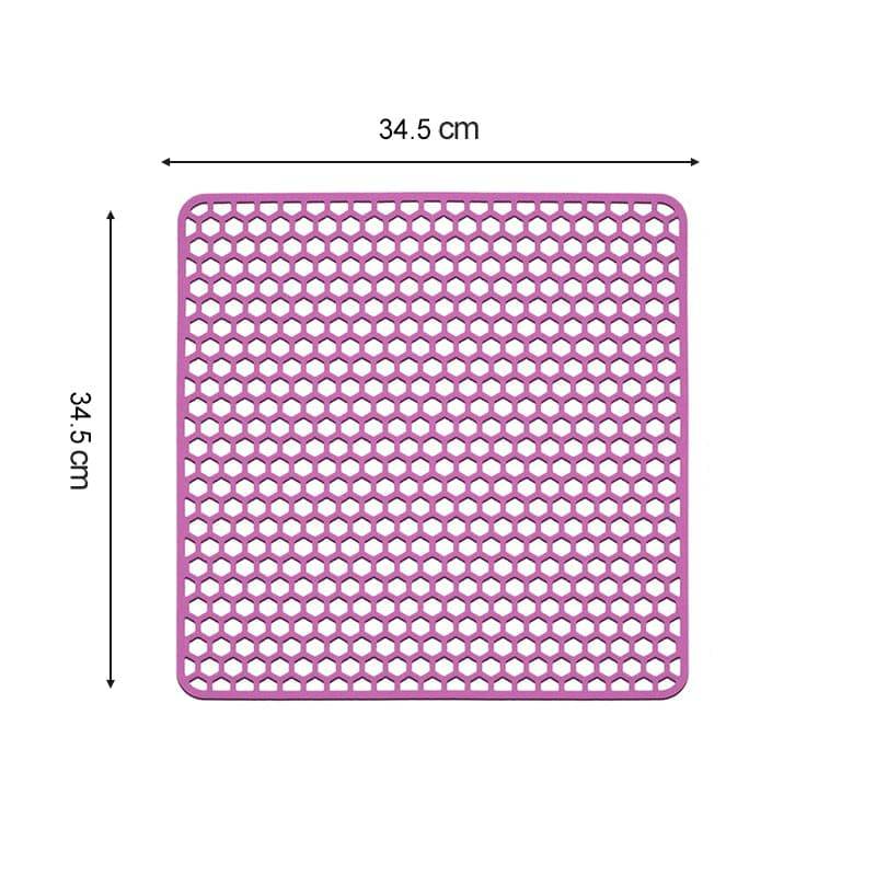 Silicone kitchen sink mat protector, heat-resistant, 34x29 cm for stainless steel sinks.