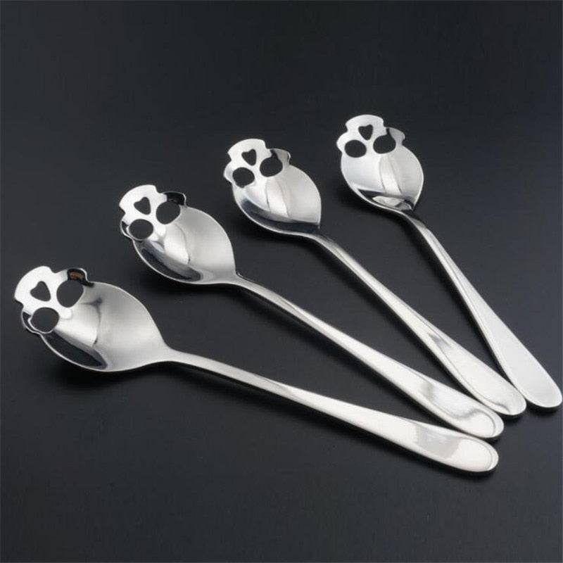 Spoon Stainless Steel coffee Scoop Skull shape Dessert Food Grade Ice Cream Candy Tea Spoon