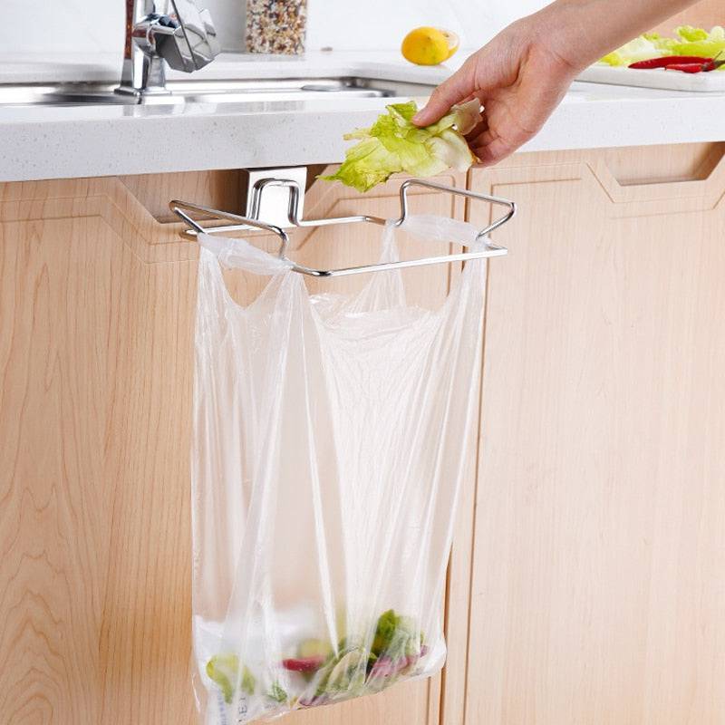 Trash Rack Cabinet Door Garbage Bags Holder Stainless Steel Closet Garbage Storage Holder - Culinarywellbeing