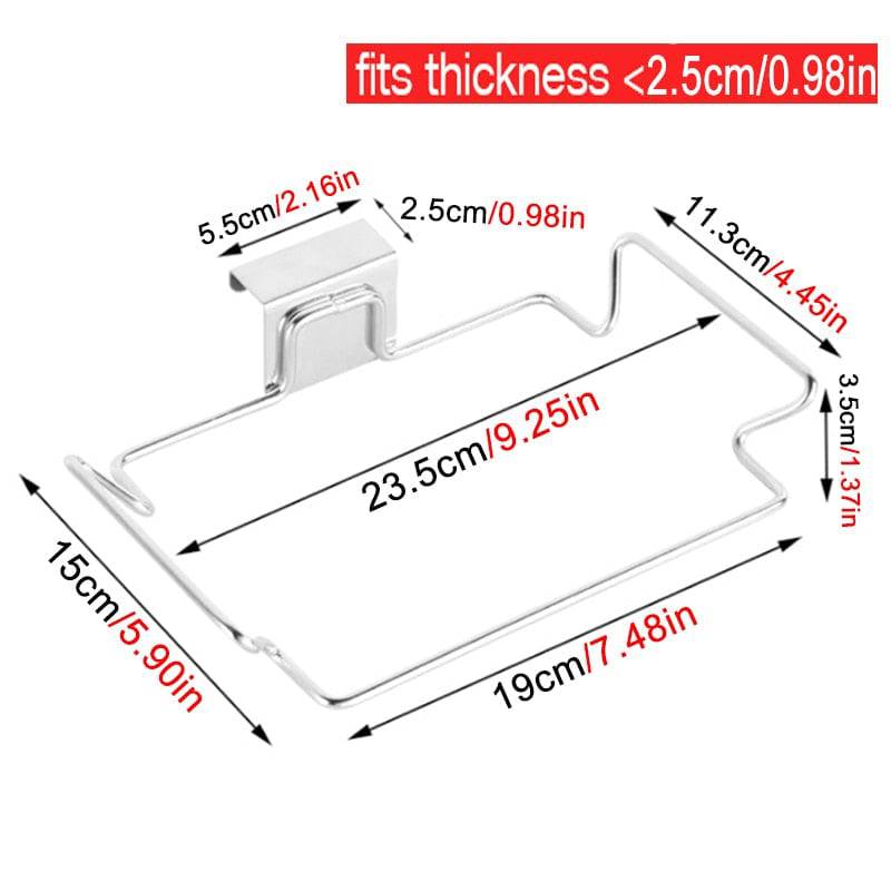 Trash Rack Cabinet Door Garbage Bags Holder Stainless Steel Closet GarMeasurment:18.7x13.9cm


Package Includes:1 x Garbage Hanger


FEATURE


Creates an instant garbage bag.


Great for cooking, cleaning, and the bathroom vanity!


NoTheWellBeing1Trash Rack Cabinet Door Garbage Bags Holder Stainless Steel Closet Garbage Storage HolderCulinaryWellBeing