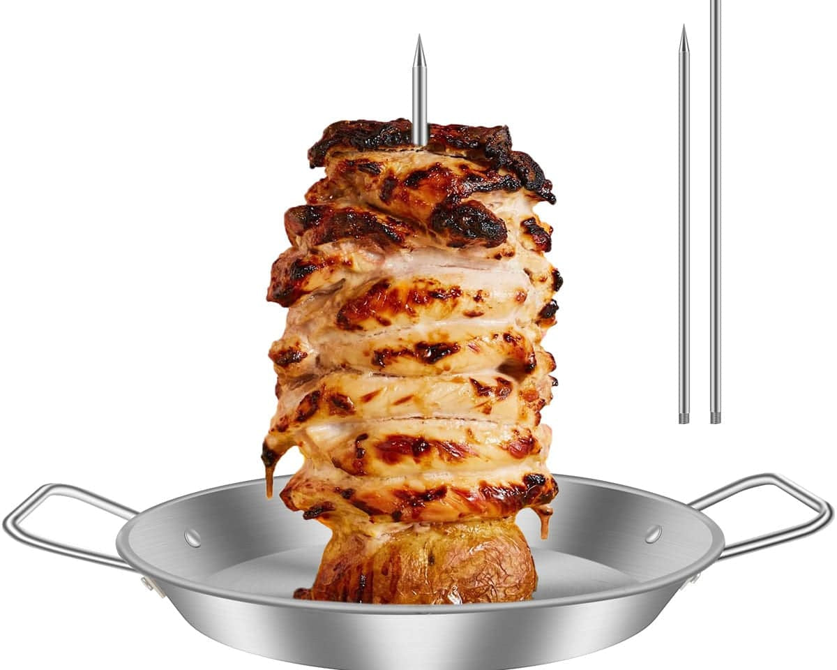 Vertical Skewer Barbecue Spike Poultry Hanger Roasting Meat Spit Skewer Brazilian Spikes BBQ Stand Grilling Rack with Handle - Culinarywellbeing