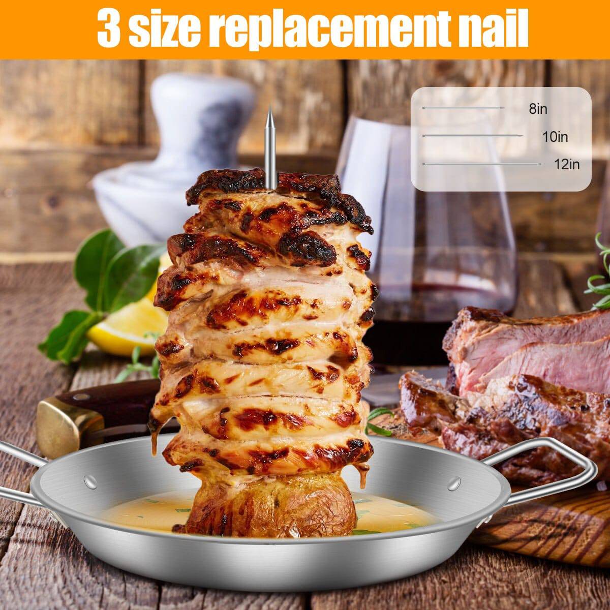 Vertical Skewer Barbecue Spike Poultry Hanger Roasting Meat Spit Skewer Brazilian Spikes BBQ Stand Grilling Rack with Handle - Culinarywellbeing