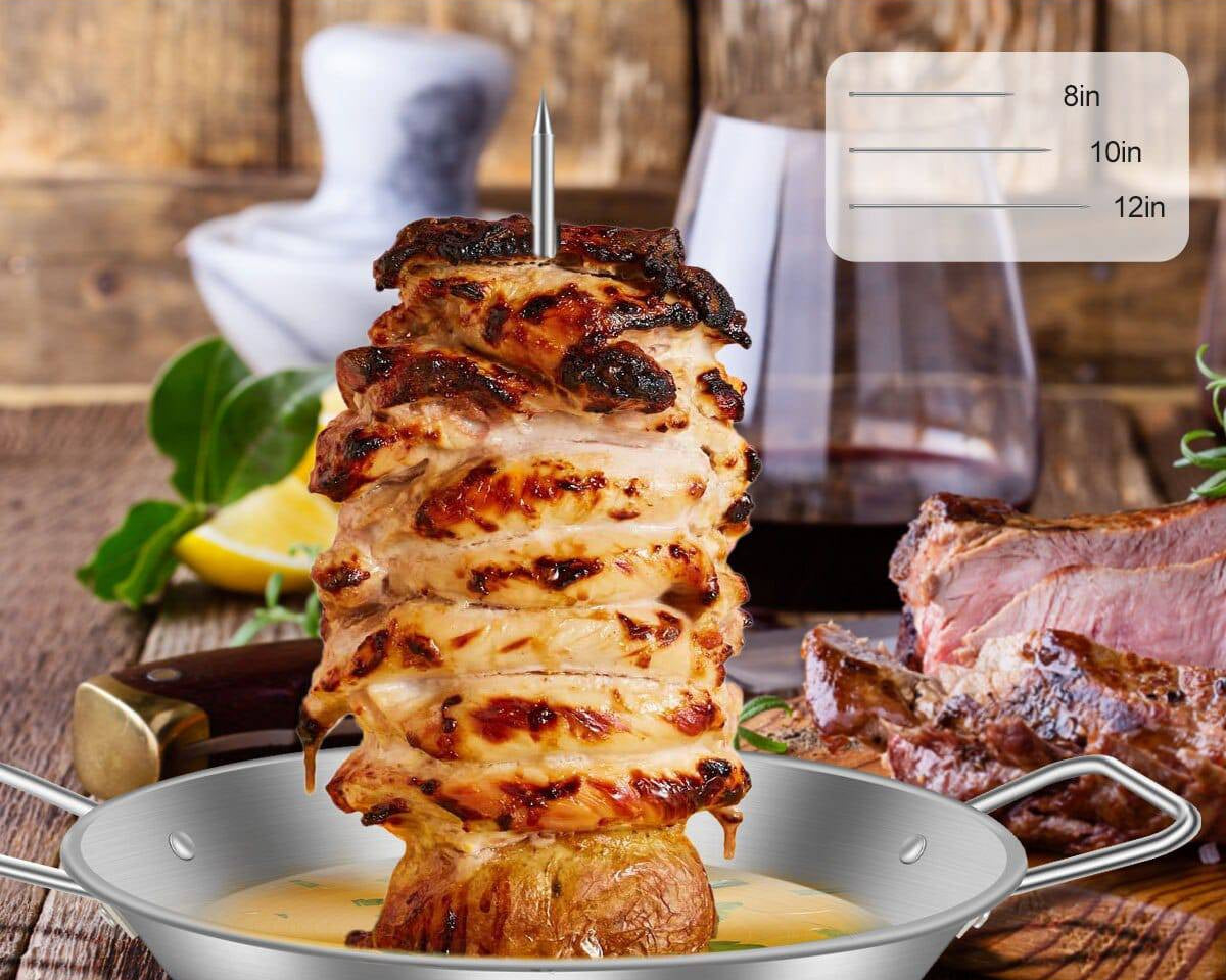 Vertical Skewer Barbecue Spike Poultry Hanger Roasting Meat Spit Skewer Brazilian Spikes BBQ Stand Grilling Rack with Handle - Culinarywellbeing