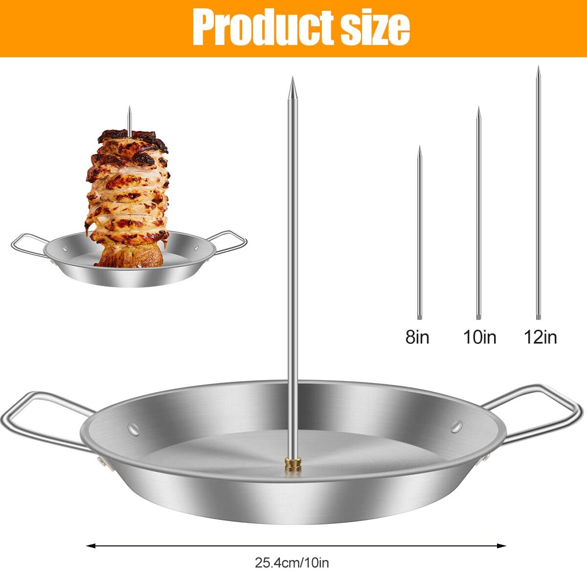 Vertical Skewer Barbecue Spike Poultry Hanger Roasting Meat Spit Skewer Brazilian Spikes BBQ Stand Grilling Rack with Handle - Culinarywellbeing