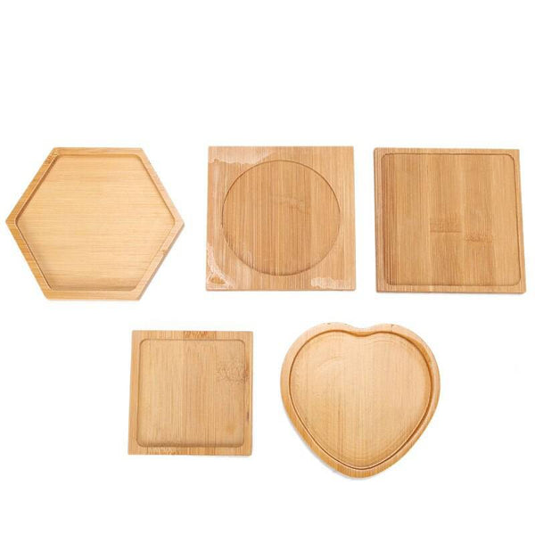 Multi-functional Bamboo Tray Wood Saucer Flower Pot Tray Cup Pad Coaster Plate Creative Coaster Coffee Cup Mat - Culinarywellbeing