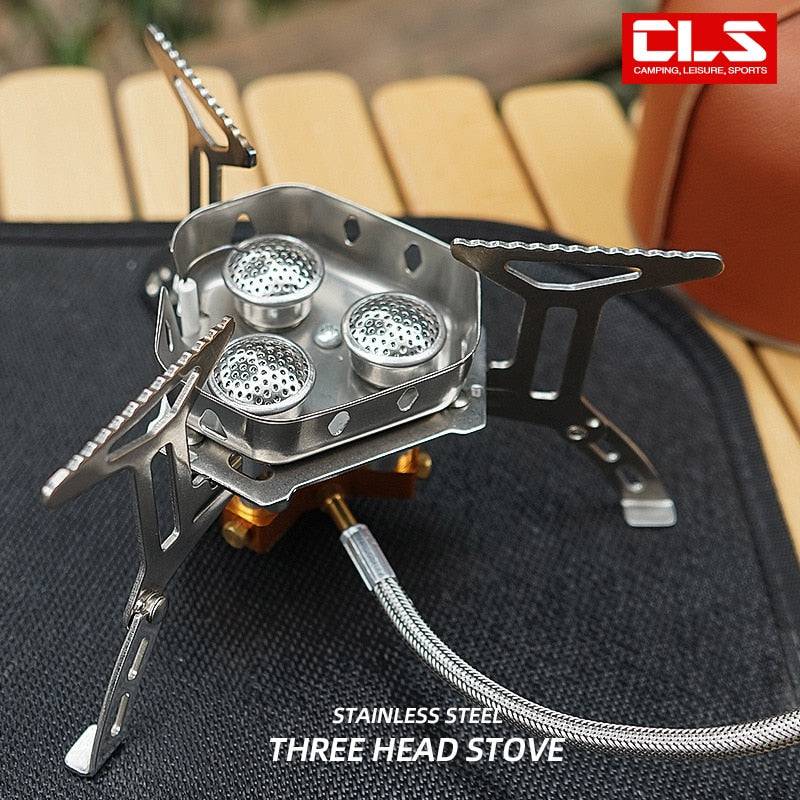 Outdoor Portable Three Head Stove Camping Windproof Stove Camping Picnic Burner Outdoor Foldable Gas Stove - Culinarywellbeing
