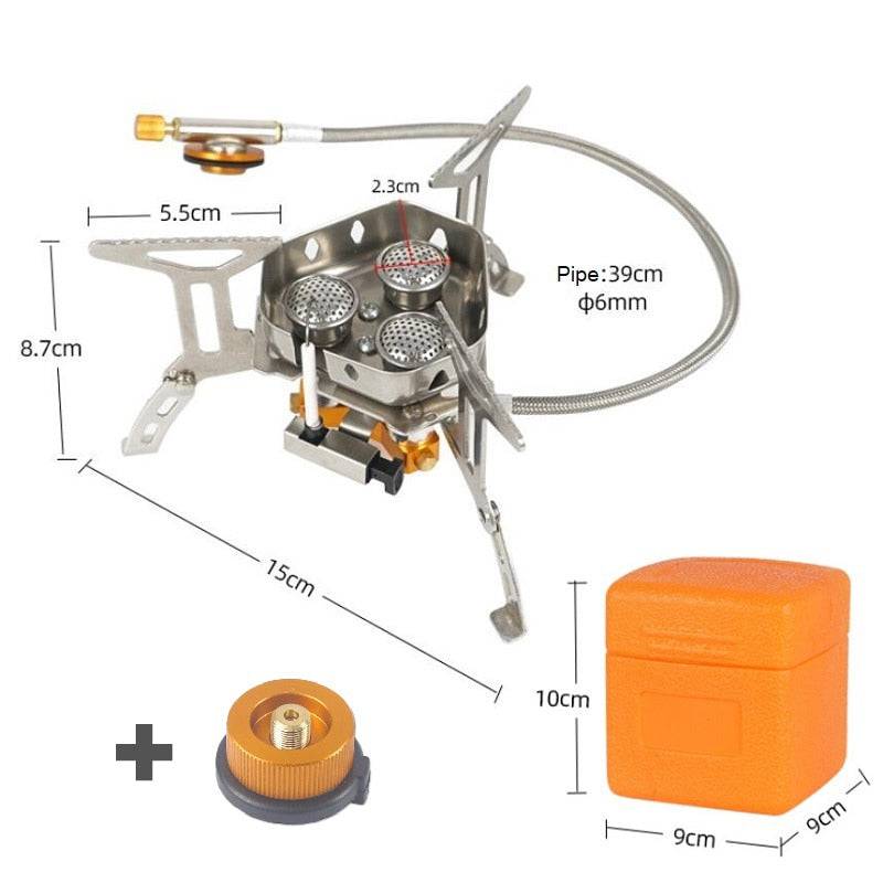 Outdoor Portable Three Head Stove Camping Windproof Stove Camping Picnic Burner Outdoor Foldable Gas Stove - Culinarywellbeing