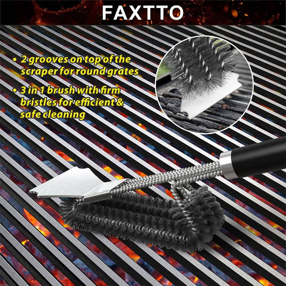 Stainless Steel Barbecue Brush Outdoor Travel BBQ Grill Cleaning BrushâTHE SAFEST BRISTLE FREE GRILL BRUSH. No bristles that can break off and end up in your food. Our heavy duty design with built in scraper lets you use as much elboTheWellBeing1Stainless Steel Barbecue Brush Outdoor Travel BBQ Grill Cleaning Brushes KitchenCulinaryWellBeing