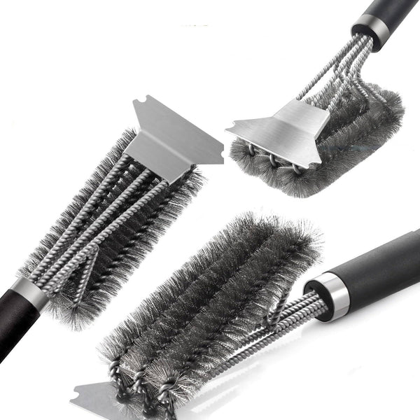 Stainless Steel Barbecue Brush Outdoor Travel BBQ Grill Cleaning BrushâTHE SAFEST BRISTLE FREE GRILL BRUSH. No bristles that can break off and end up in your food. Our heavy duty design with built in scraper lets you use as much elboTheWellBeing1Stainless Steel Barbecue Brush Outdoor Travel BBQ Grill Cleaning Brushes KitchenCulinaryWellBeing
