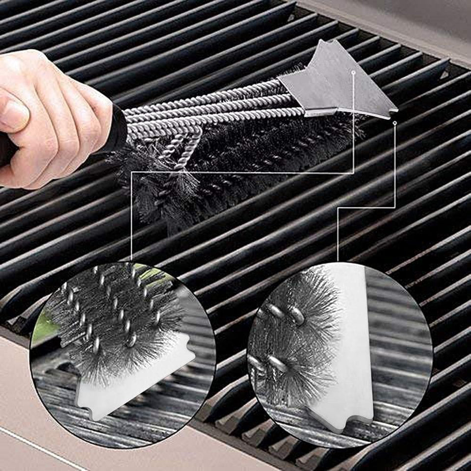 Stainless Steel Barbecue Brush Outdoor Travel BBQ Grill Cleaning BrushâTHE SAFEST BRISTLE FREE GRILL BRUSH. No bristles that can break off and end up in your food. Our heavy duty design with built in scraper lets you use as much elboTheWellBeing1Stainless Steel Barbecue Brush Outdoor Travel BBQ Grill Cleaning Brushes KitchenCulinaryWellBeing
