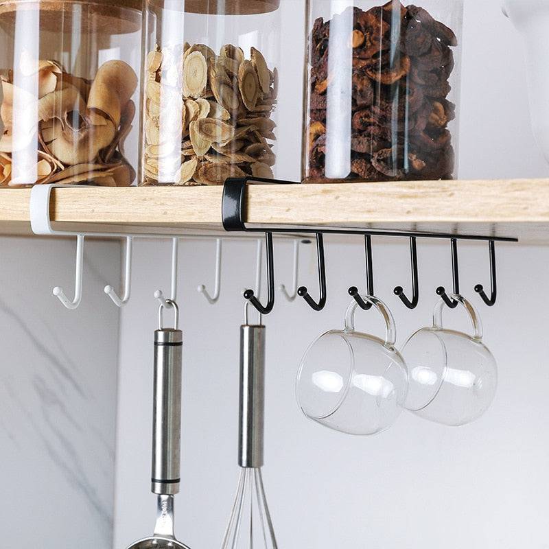 TheWellBeing™ 6 Kitchen Cupboard Hanging Hooks - Multi-Purpose Closet and Wardrobe Organization - Culinarywellbeing