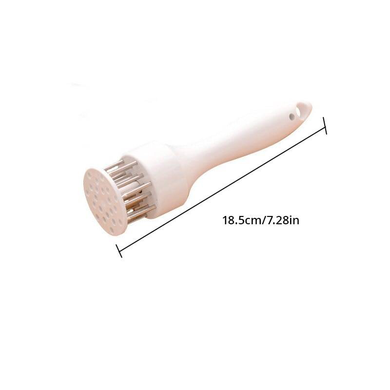 Stainless steel meat tenderizer needle tool with ergonomic design for tenderizing meat quickly and efficiently.