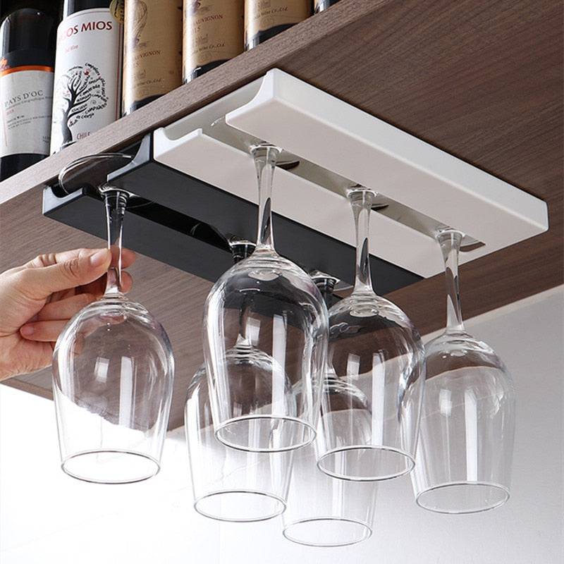 Under Cabinet Free Punching Holder Wine Glass Rack Multipurpose Classification Stemware Glass Cup Hanging Holder Tools - Culinarywellbeing