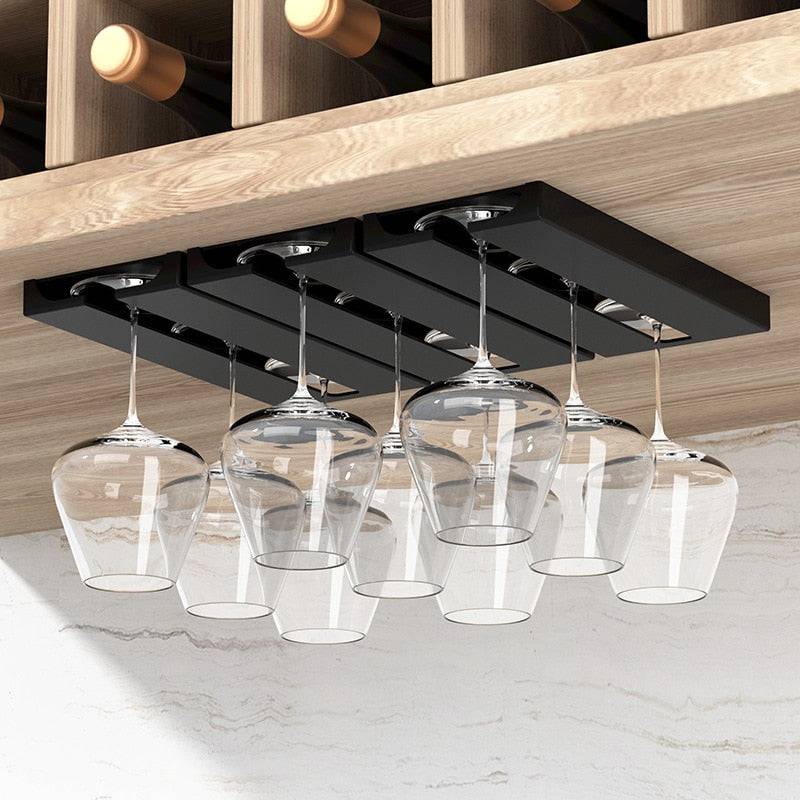 Under Cabinet Free Punching Holder Wine Glass Rack Multipurpose Classification Stemware Glass Cup Hanging Holder Tools - Culinarywellbeing