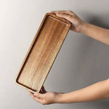 TheWellBeing™ Acacia Wood Rectangular Coffee Tray - Decorative Food and Tea Serving Tray - Culinarywellbeing