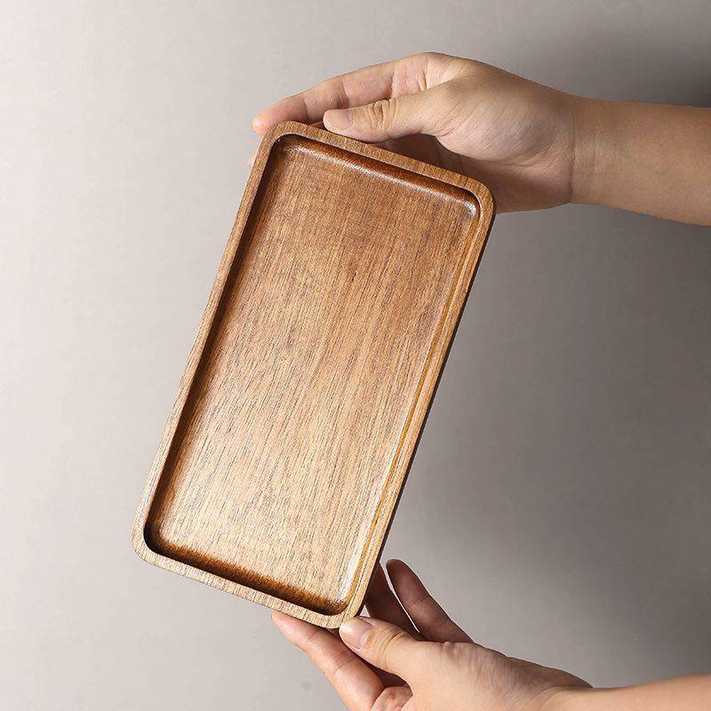 TheWellBeing™ Acacia Wood Rectangular Coffee Tray - Decorative Food and Tea Serving Tray - Culinarywellbeing