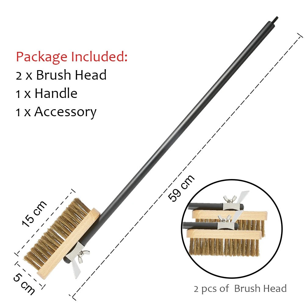 🍕 Professional Pizza Oven Copper Brush Scraper with 21 Inch Aluminium Handle 🍖