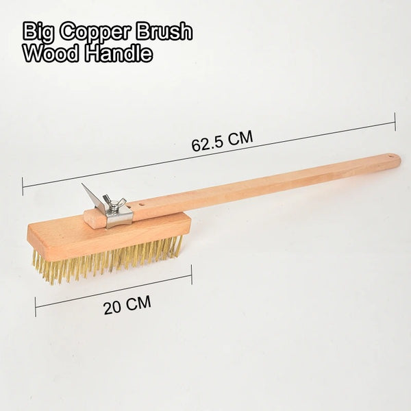 🍕 Professional Pizza Oven Copper Brush Scraper with 21 Inch Aluminium Handle 🍖