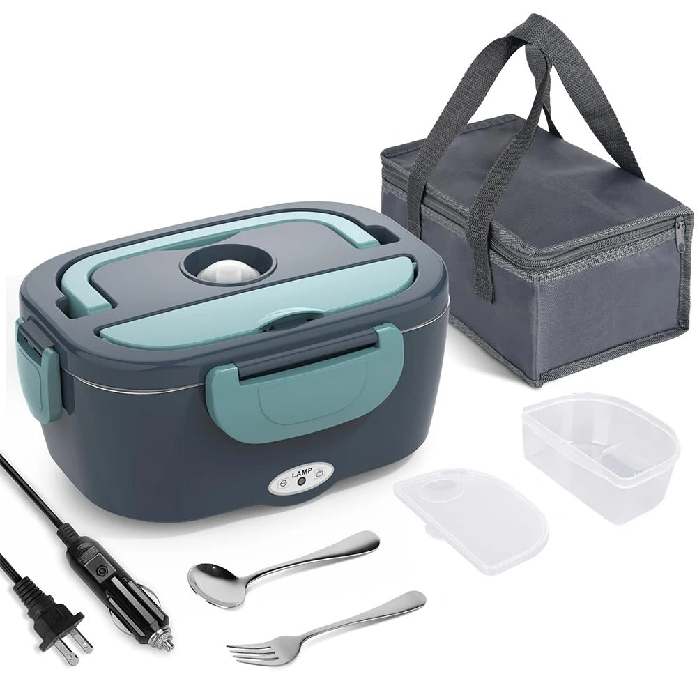 Electric Lunch Box 1.5L 40W with Fork & Spoon Stainless Steel Portable Heating Lunchbox Food Warmer