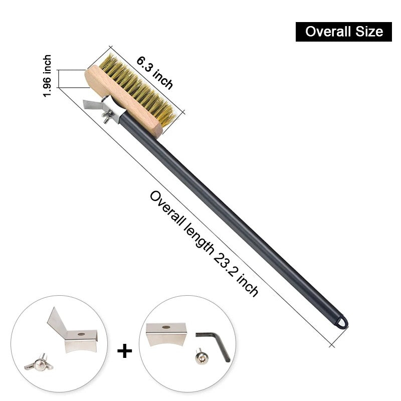 🍕 Professional Pizza Oven Copper Brush Scraper with 21 Inch Aluminium Handle 🍖