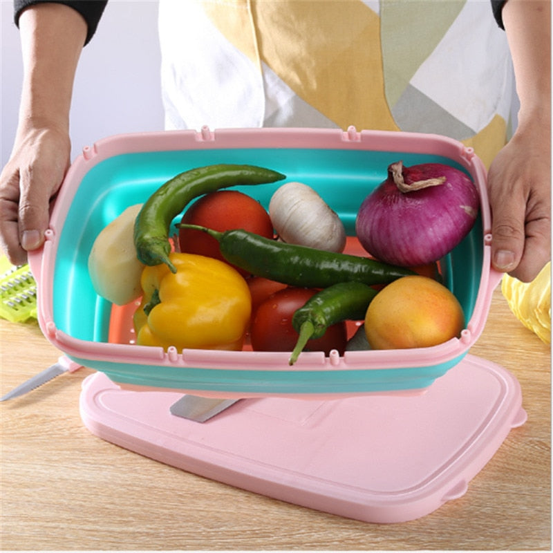 TheWellBeing™ 9-in-1 Folding Cutting Board Set with Vegetable Filter Basin Slicer Cutter - Kitchen Small Tools - Culinarywellbeing