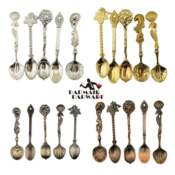 Vintage Royal Style Carved Small Coffee Spoon Flatware Cutlery Kitchen Dining - Culinarywellbeing