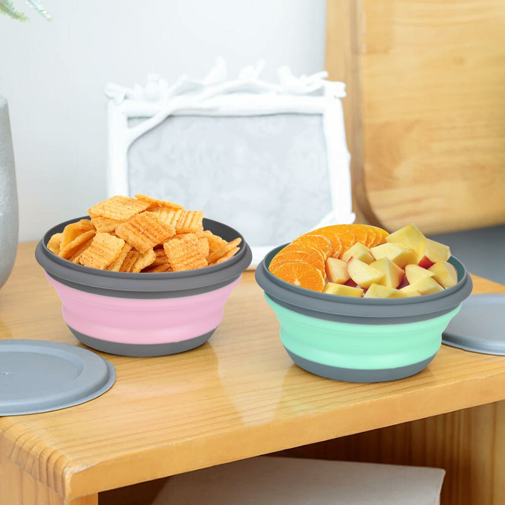 Silicone Tableware with Lid Portable Foldable Bowl Set of 3 - Culinarywellbeing