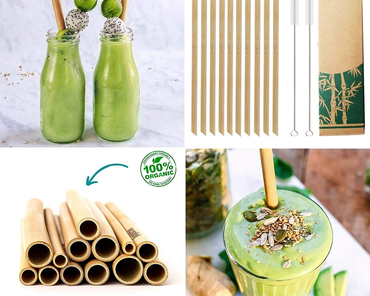 Natural Bamboo Straw Reusable with Cleaning Brush Eco-friendly Bamboo THE BEST CHOICE OF DRINKING STRAWS FOR KIDS &amp; ADULTS - This beautiful set of 10 organic bamboo straws originate are reusable, biodegradable and natural. bamboo sTheWellBeing1Natural Bamboo Straw ReusableCulinaryWellBeing