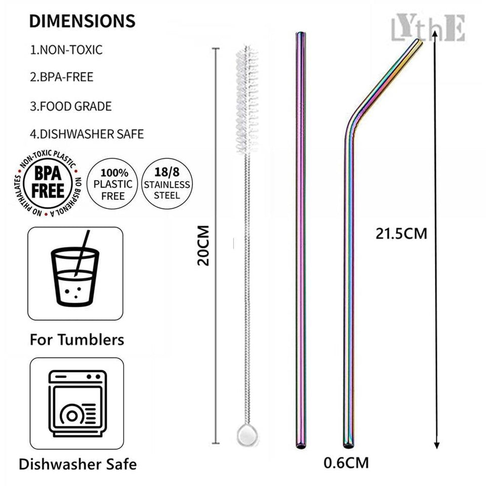 RMetal drinking straws With Cleaner Brush 304 Stainless Steel