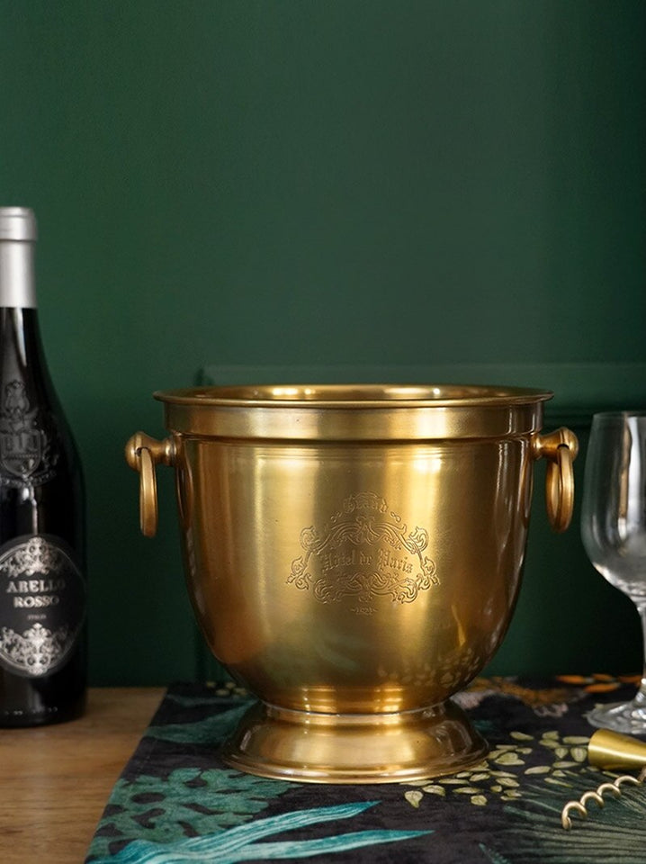 TheWellBeing™Brass Thickened Wine Champagne Ice Bucket Luxury Vintage Made in TOKYOTheWellBeing1TheWellBeing™Brass Thickened Wine Champagne Ice Bucket Luxury Vintage Bar Restaurant Iced Wine Set Flower WareCulinaryWellBeing