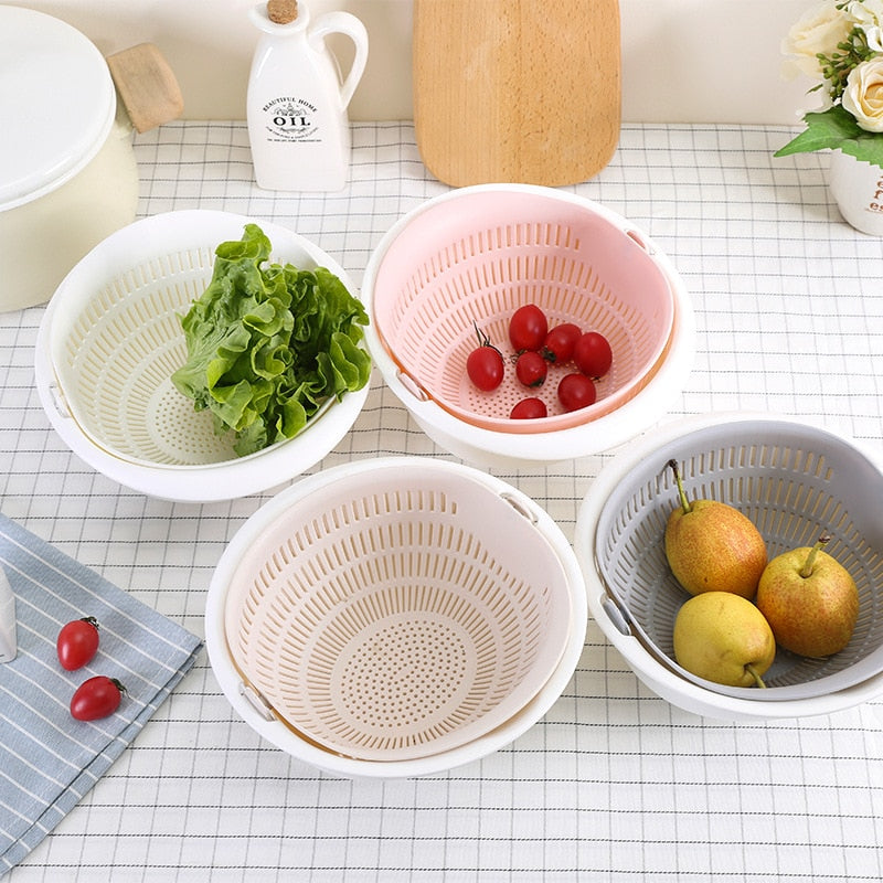 Silicone Double Drain Basket Bowl Washing Storage Basket Colander Tool - Culinarywellbeing